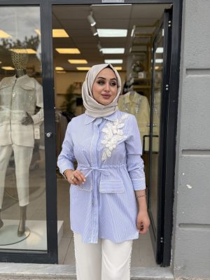 Selinada Çizgili Gömlek - 0129